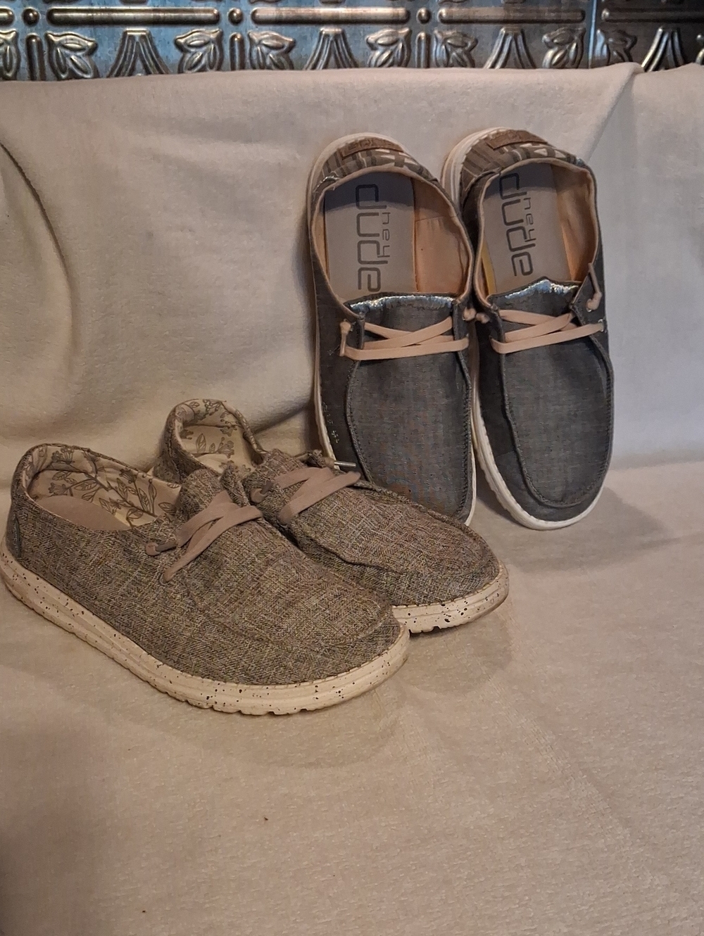 Hey Dude Women's Casual Sneakers in Gray and Blue Size 10